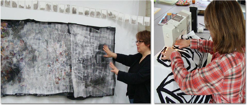 Terry Jarrard-Dimond art quilt workshop at the Crow Timber Frame Barn